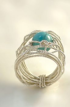 Blue Howlite Silver Ring