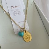 Gold Hamsa With Charm Pendant - Image 5